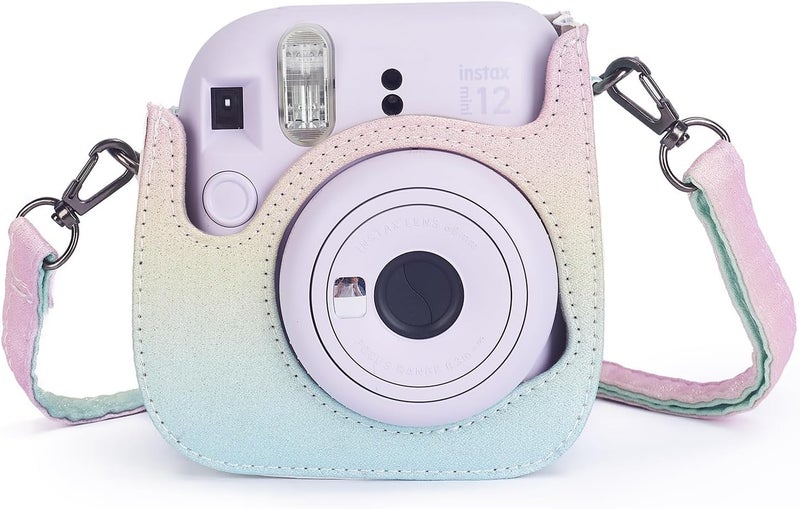 Phetium Instant mini 12 Camera Protective Case Compatible with Instax Mini 12 11,PU Leather Bag with Pocket and Adjustable Shoulder Strap (Shining Rainbow) - Image 3